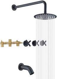 Single handle wall mounted tub spout with handshower. 3 Handle Tub Shower Faucet Matte Black Bathtub Faucet Set With Waterfall Tub Spout Tub And Shower Trim Kit With Valve Sumerain Buy Online At Best Price In Uae Amazon Ae