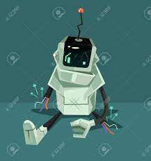 Broken Robot Character Error Web Page Concept Vector Flat Cartoon Vector Robots Characters Cartoon