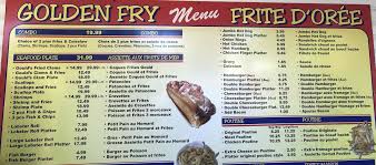 Golden Fry Menu In Shediac New Brunswick Canada