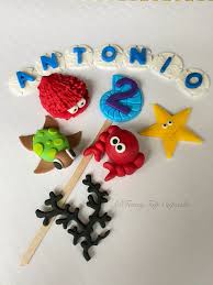 Under the Sea SET!! Crab Turtle, Starfish, Clam, Name, Age Handmade Edible  Fondant Cake or Cupcake Toppers Handmade by Fancytop Cupcake