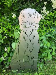 Rostfigur Edelrost Gartenfigur Flat Coated Retriever Hund Terma Stahldesign De Flat Coated Retriever Yard Sculptures Metal Art
