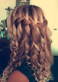 From there, take the braid and wind it up on the left pigtail then start creating a. Curly Waterfall Braid Formal Ringlets Braid Long Style Hairstyles Weekly