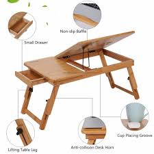 Bamboo Laptop Stand Adjustable Folding Table Computer Desk Notebook Of Dailymix In 2020 Laptop Table For Bed Bed Tray Table Laptop Desk