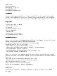 Behavior Therapist Resume Template Best Design Tips Myperfectresume