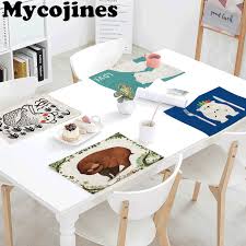 Adorable rustic bear side table will surprise your friends with its lifelike detail! Hot Sale 42x32cm Tablecloth Bear Geometry Rectangular Restaurant Kitchen Decor Linen Western Mat Napkin Tea Coffee Table Coaster Buy At The Price Of 1 73 In Aliexpress Com Imall Com