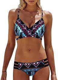 Amazon Com Lisin Bikini Bathing Suit Set Women Bohemia Push Up Padded Bra Bea Womens Swimsuits Bikini Womens High Waisted Swimsuit Tankini Swimsuits For Women