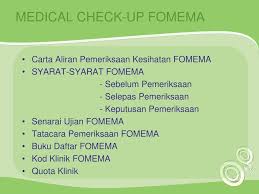 See more of medical check up klinik kesihatan bandar botanik on facebook. Ppt Fomema Medical Check Up Prosedur Pemeriksaan Kesihatan Ke Atas Pekerja Asing Di Klinik Powerpoint Presentation Id 3017381