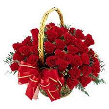Send 50 Red Roses Basket To India Gifts To India Send Basket Roses Flowers Mom To India Flower Delivery Rose Basket Flowers