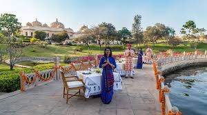 Worn in the song 'badtameez dil', deepika padukone's flirty blue sari featured with a sequinned border in the same hue and a ruffled gold trimming. The Oberoi Udaivilas Image Gallery Udaipur 5 Star Resort Images