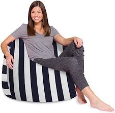 Posh Beanbags Bean Bag Chair X Large 48in Canvas Stripes Blue And White In 2020 Bean Bag Chair Kids Big Comfy Chair Bean Bag Chair Covers
