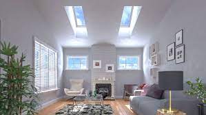 The fireplace acts as a pivot point for the design, as it faces the bay view while its backside becomes the crossing main hallway and a shaft of light becomes the center. Velux Not Your Grandparents Skylights Boston Design Guide