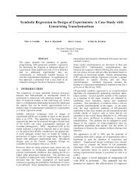 PDF) Symbolic Regression In Design Of Experiments: A Case Study With  Linearizing Transformations.
