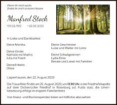 Traueranzeigen von Manfred Stock