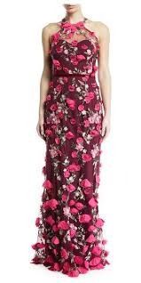 Notte By Marchesa 3d Chiffon Flower Halter Gown Halter Gown Dresses Designer Gowns