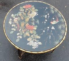 Check spelling or type a new query. 1950 70 Bronze Bamboo Round Coffee Table Chinese Black Lacquer Tray Maison Bagues Style Low Table