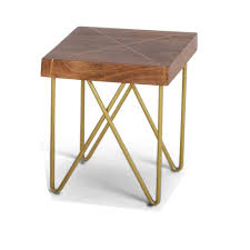 Steve Silver Walter End Table Mango Wood Top With Brass Inlay And Base Rustic End Tables Mango Wood End Tables