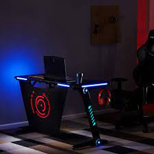 Get free shipping on qualified led desk lamps or buy online pick up in store today in the lighting department. Depointer Gaming Desk Led Lights Z Shaped Ergonomic Computer Desk Comfortable For Pc Gamers Home Office Durable Racing Table Workstation With Oversized Gaming Platform Surface Headphone Hook