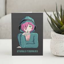 A very special birthday wish comes to you from this fish! Anime Girl Drinking Boba Greeting Card By Flaming Imp Notonthehighstreet Com
