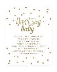 Don T Say Baby Clothespin Game With Gold Confetti Baby Shower Clothes Pin Game Clothes Pin Games Nursery Rhyme Baby Shower
