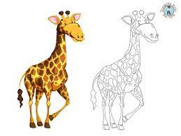 A coloring page with thick lines. Giraffe Coloring Page Free Printables Treasure Hunt 4 Kids