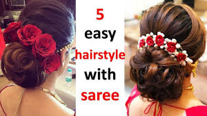 5 Easy And Quick Hairstyle With Saree Wedding Hairstyle Party Hair Hair Styles Diy Hairstyles Classic Wedding Hair