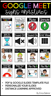 Virtual Meeting Signs Slides Google Meet Signs Zoom Signs Teams Signs In 2020 Teaching First Grade Online Teaching Learning Time