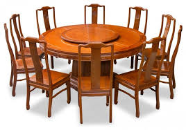 Asian Brown Polished Rosewood Round Dining Table With 10 Chairs Asian Dining Tables Dining Table Round Dining