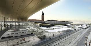 Big Shelters Vasteras Travel Center With Dynamic Floating Roof Train Station Architecture Transport Hub Travel Center