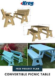 Build A Convertible Picnic Table And Bench In 2020 Picnic Table Folding Picnic Table Diy Picnic Table