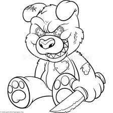 Funny Cartoon Evil Teddy Bear 2 Coloring Pages Teddy Bear Coloring Pages Bear Coloring Pages Teddy Bear Drawing