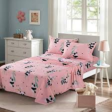 Do you think pink queen sheets appears nice? Kfz Bedding Set Queen Sheet Set Pink Baby Panda Sheets 4 Pieces Bedding With 1 Fitted Sheet 1 Flat Sheet 2 Panda Things