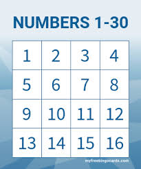 The card models available on this site are made for paper size: Numbers 1 30 Bingo