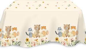 Woodland themed party supplies and decorations available online in australia featuring, fox, owl, squirrel, raccoon and more! Buy Woodland Tablecloth Plastic Jumbo Table Cover 108 X 54 Table Cloth With Wild Animals And Forest Creature Design For Kids Birthday Baby Shower And Any Woodland Themed Party Decorations