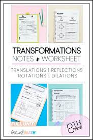 Transformations Notes Practice Worksheets Kraus Math Math Facts Teaching Geometry Practices Worksheets