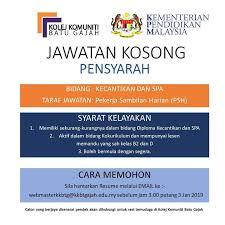 Jawatan kosong pmnk 20 march 2018. Kolej Komuniti Batu Gajah Perak Jalan Bandar Baharu 2 2021