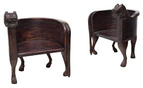 2 Figural Carved Full Body Teak Leopard Chairs Leopard Chair Chair Dining Table Chairs