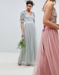 Maya Embellished Tulle Sleeve Maxi Tulle Dress In Green Pretty Bridesmaid Dresses Asos Bridesmaid Dress Tulle Dress