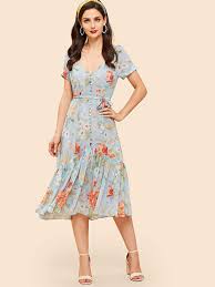 Lillian Light Blue Floral Garden Party Floral Dress In 2020 Modest Dresses Floral Midi Dress Tea Dress