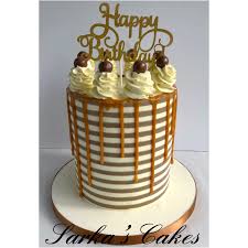 Stripes Cake With Caramel Drip Striped Cake Buttercream Cake Designs Caramel Drip Cake