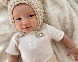 Bobbie Bonnet Crochet Double Pom Baby Bonnet