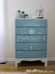 Coastal Themed Chest W Custom Graphics Annie Sloan Chalk Paint Artsy Chicks Rule Nautical Furniture Furniture Makeover Coastal Decor