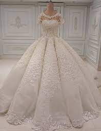 Bmbridal Elegant Shortsleeves Jewel A Line Wedding Dresses White Tulle Ruffles Bridal Gowns With Appliques Online In 2021 Ruffle Bridal Gown Wedding Dresses Lace Luxury Wedding Dress
