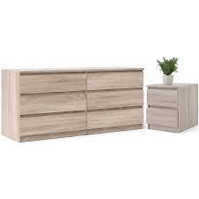 Set of 2 nightstand white wide 3 drawers dresser wooden storage cabinet drawers chest night end table for home office bedroom livingroom entryway （2 pack, white, 3 drawers）. 6 Drawer Double Dresser And 2 Drawer Nightstand Set In Truffle 1984345 Pkg