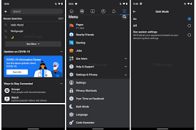 Enabling dark mode reduces the strain experienced by the eyes as the light reflection is less in the case of the black theme in comparison to light themes. Facebook Android To Get Updated With Dark Mode And Covid 19 Tracker
