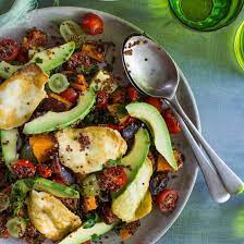 Avocado Pumpkin And Haloumi Quinoa Salad Nadia Lim Recipe Quinoa Salad Vegetarian Recipes Recipes