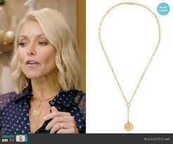 Kelly S Blue Polka Dot Chiffon Top On Live With Kelly And Ryan Karma Necklace Necklace Gold Diamond Necklace