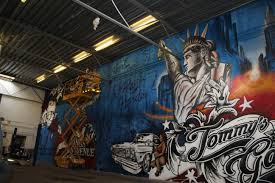 We get quite a few jobs to add custom artwork on the walls of man most recently, we had the opportunity to paint the interior walls of a large garage that would house a. Spray Art International Graffiti And Metal Works