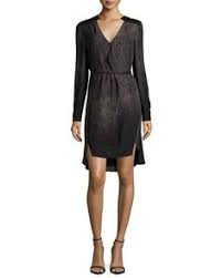 Halston Heritage Long Sleeve Belted Shirtdress Black Print Black Print Heritage Fashion Halston Heritage