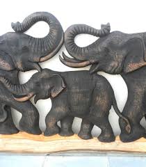Wood Carving Of 5 Elephant Family Art Hand Carved Natural Teak Elephants Home Decor Wall Hanging Han Elephant Family Art Family Art Elephant Family