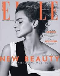 Black And White Elle Magazine Cover Emma Watson Elle Magazine Cover Thailand March 2017 Magazine Front Cover Magazine Cover Ideas Magazine Cover